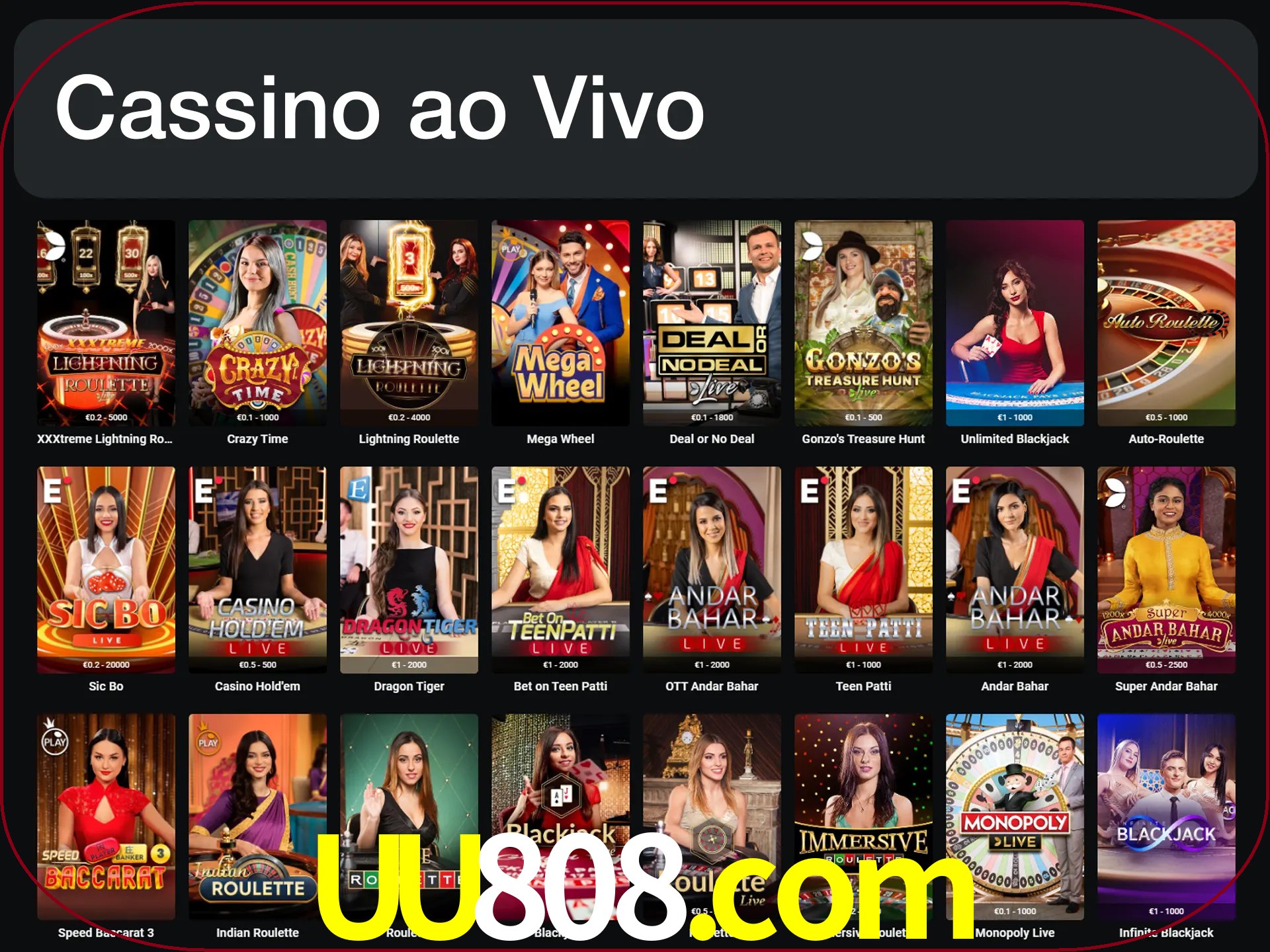 Jogue jogos de cassino com um verdadeiro dealer.