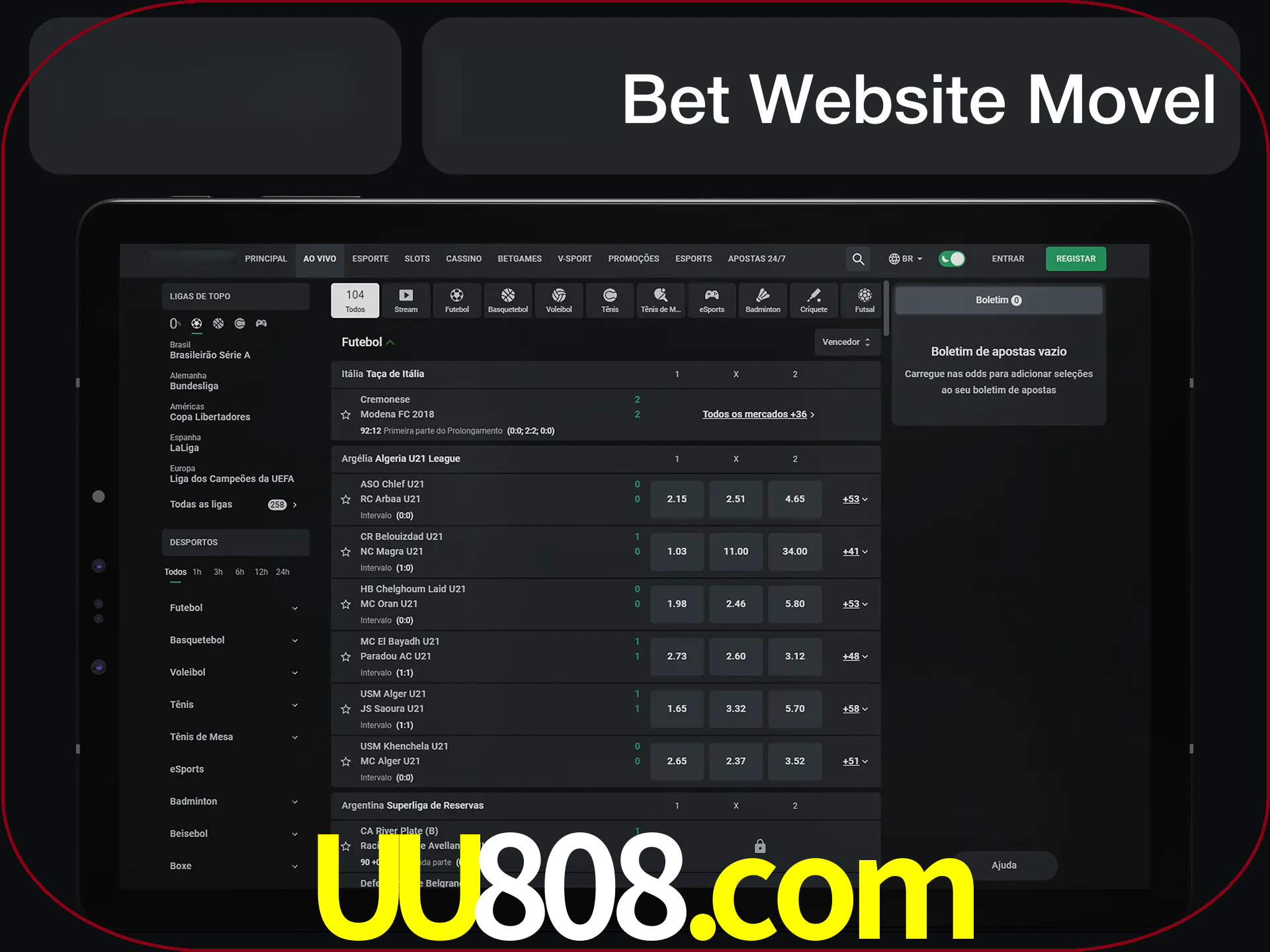 Use nosso website em qualquer dispositivo.