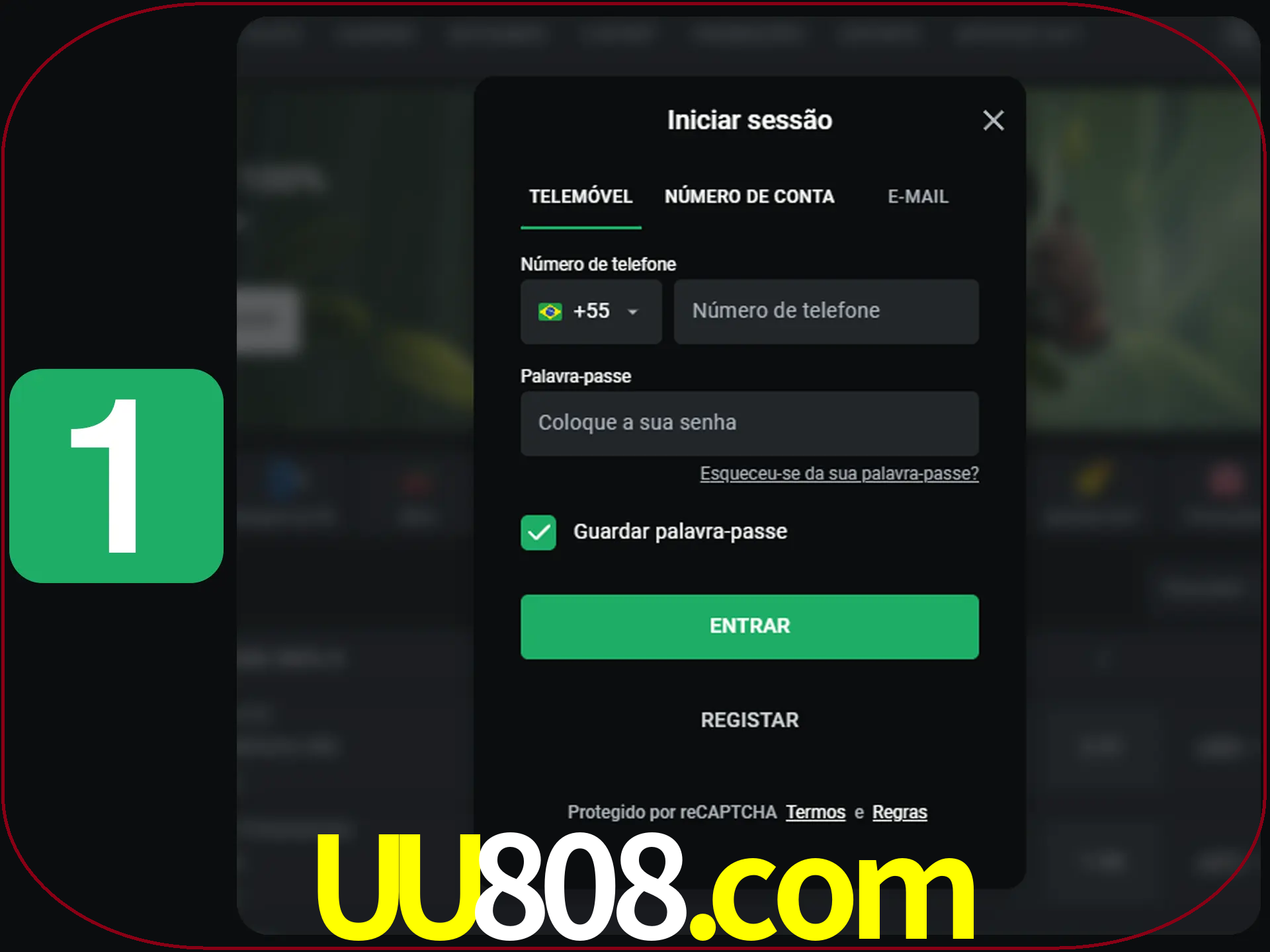 Clique no botão Entrar.